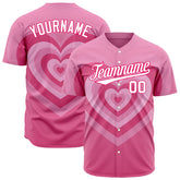 Custom Pink Heart Pink Valentine's Day Baseball Jersey Fans Special Edition Authentic Full Button Down Shirt
